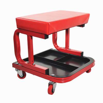 Folding Mechanics Padded Creeper or Bench with Dolly with tool holder